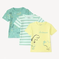 Lot de 3 t-shirts manches courtes motif dinosaures pour garçon