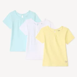 Lot de 3 t-shirts manches courtes unis pour bébé fille