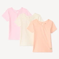 Lot de 3 t-shirts manches courtes unis pour bébé fille