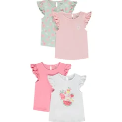 Lot de 4 t-shirts manches courtes volantées pour bébé fille