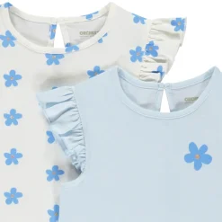 Lot de 2 t-shirts manches courtes fleurs plates pour bébé fille