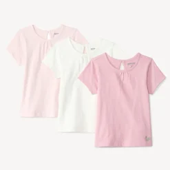 Lot de 3 t-shirts manches courtes unis pour bébé fille