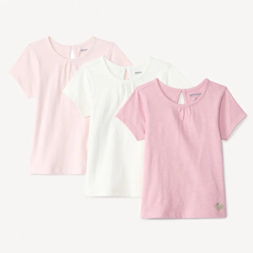 Lot de 3 t-shirts manches courtes unis pour bébé fille