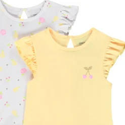 Lot de 2 t-shirts manches courtes volantées en jersey pour bébé fille