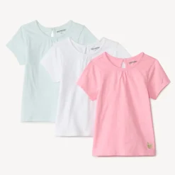 Lot de 3 t-shirts manches courtes unis pour bébé fille