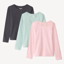Lot de 3 t-shirts manches longues foil print cœur pour fille