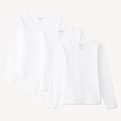 Lot de 3 t-shirts manches longues unis blancs pour fille