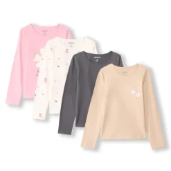 Lot de 4 t-shirts manches longues fantaisie pour fille