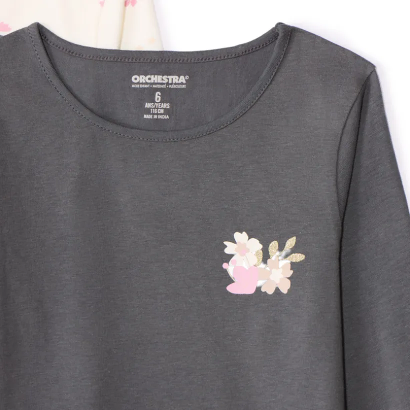 Lot de 4 t-shirts manches longues fantaisie pour fille