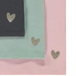 Lot de 3 t-shirts manches longues print cœur pour bébé fille