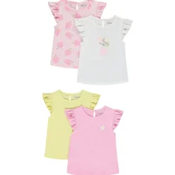 Lot de 4 t-shirts manches volantées fantaisies pour bébé fille