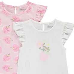 Lot de 4 t-shirts manches volantées fantaisies pour bébé fille