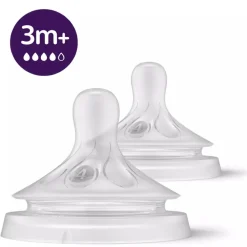 Lot de 2 tétines Natural 3.0 débit moyen 4 trous 3M+