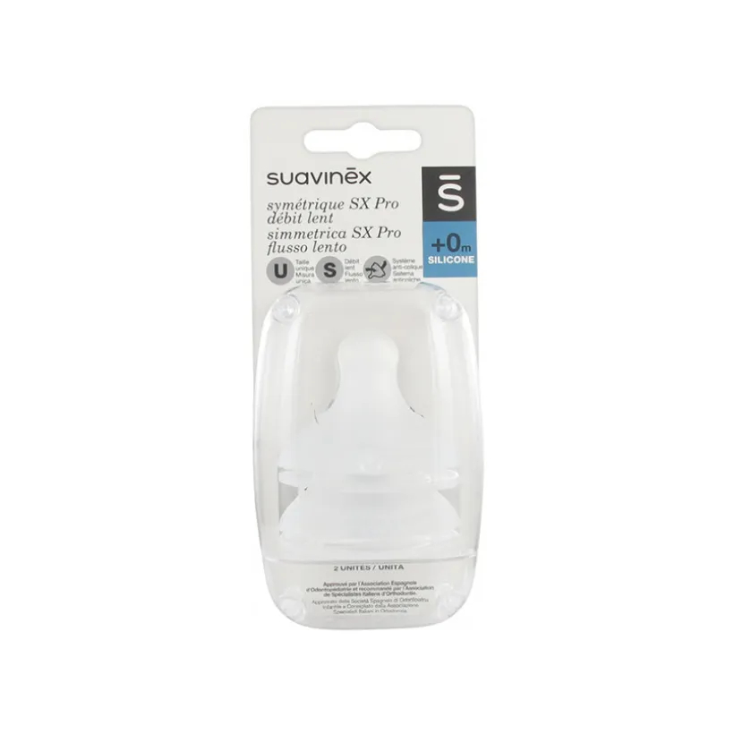 Lot de 2 tétines symétriques en silicone SX Pro S 0M+