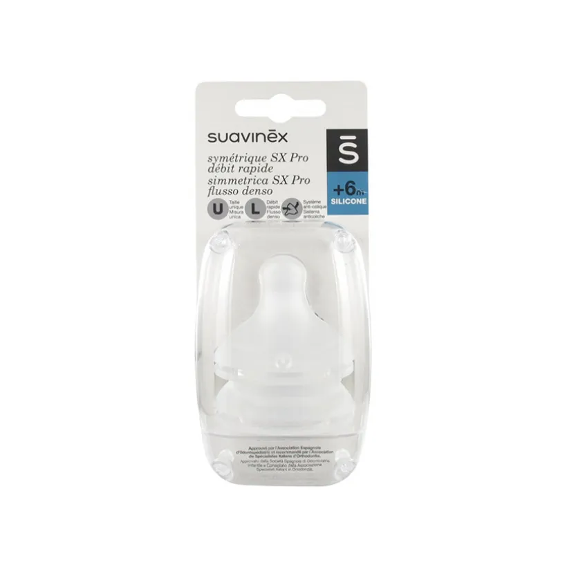 Lot de 2 tétines symétriques SX Pro silicone débit L 6M+