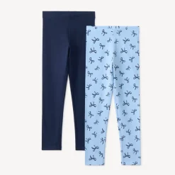Lot 2 leggings uni et imprimé pour fille