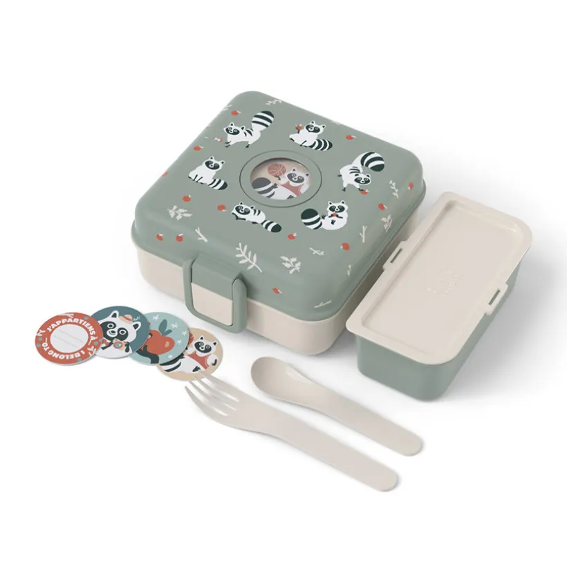 Lunchbox personnalisable 850ml Snacky avec couverts Raccoon
