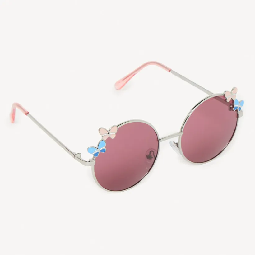 Lunettes de soleil rondes avec papillon fantaisie pour fille