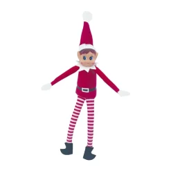 Lutin farceur de Noël 30cm Fille rouge/rayé
