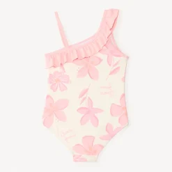 Maillot de bain 1 pièce bretelles asymétriques imprimé fleurs pour fille