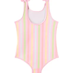 Maillot de bain 1 pièce à rayures et nœuds fantaisie pour fille