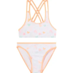 Maillot de bain 2 pièces en jersey imprimé coeurs pour fille