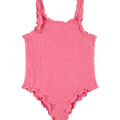 Maillot de bain 1 pièce uni avec motif animalier en relief pour fille