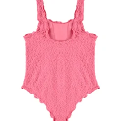 Maillot de bain 1 pièce uni avec motif animalier en relief pour fille