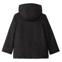 Manteau drap de laine en lurex noir et doublure sherpa pour fille