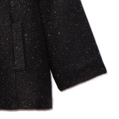 Manteau drap de laine en lurex noir et doublure sherpa pour fille