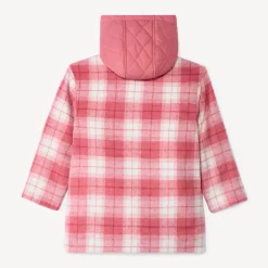 Manteau évolutif en drap de laine à carreaux pour fille