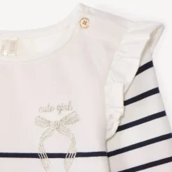 Marinière molletonnée à volants pour bébé fille