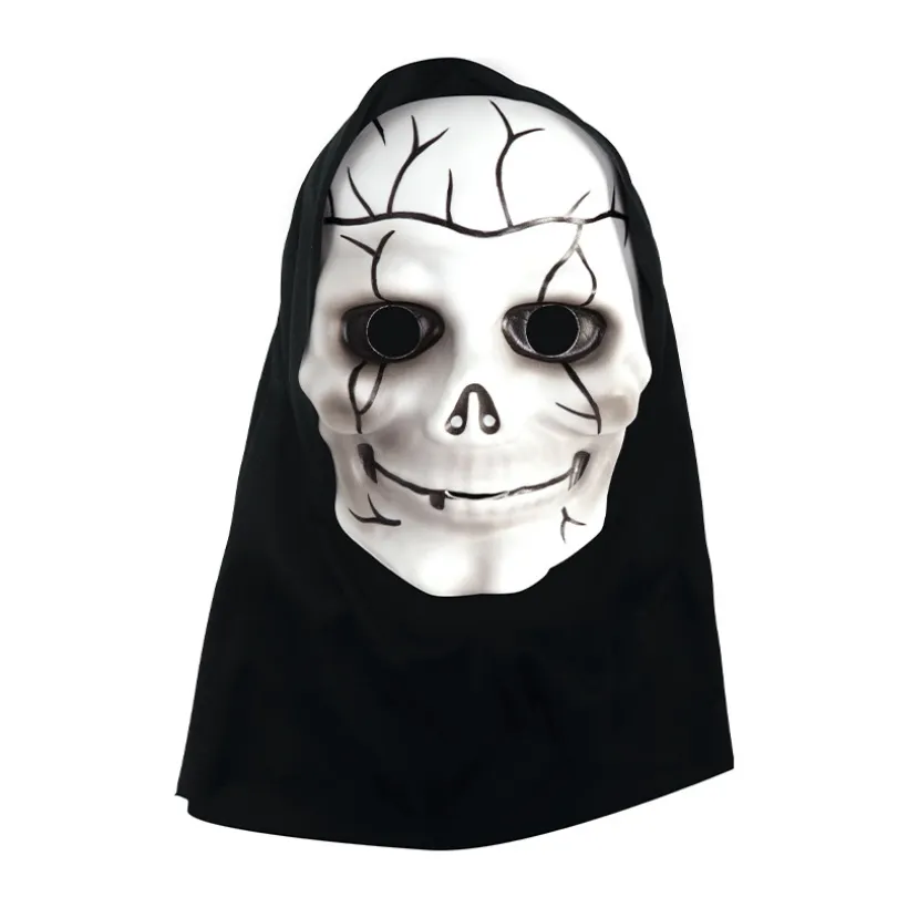Masque de déguisement squelette avec cagoule noire