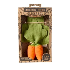 Mini doudou et jouet de dentition 2 en 1 Cathy la carotte
