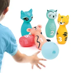 Mini jeu de bowling avec 5 quilles souples Animaux