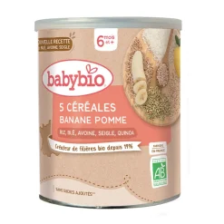 Mélange 5 céréales avec banane et pomme bio 6M+ 220g