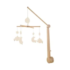 Mobile musical en bois lunes/nuages Uni vanilla