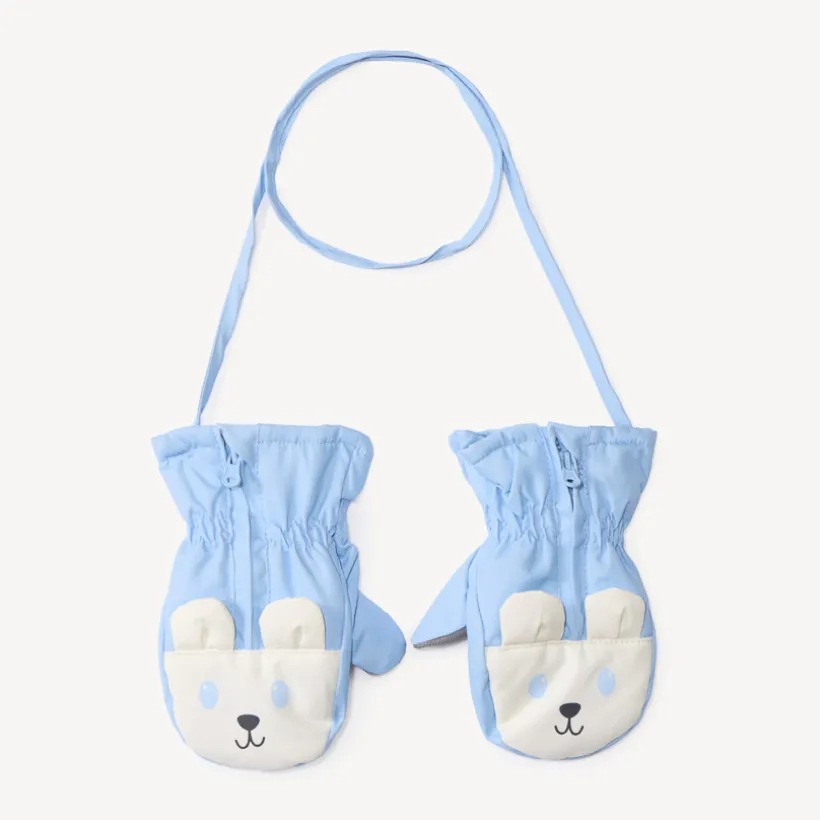 Moufles de ski ludique avec fermeture zip pour bébé garçon