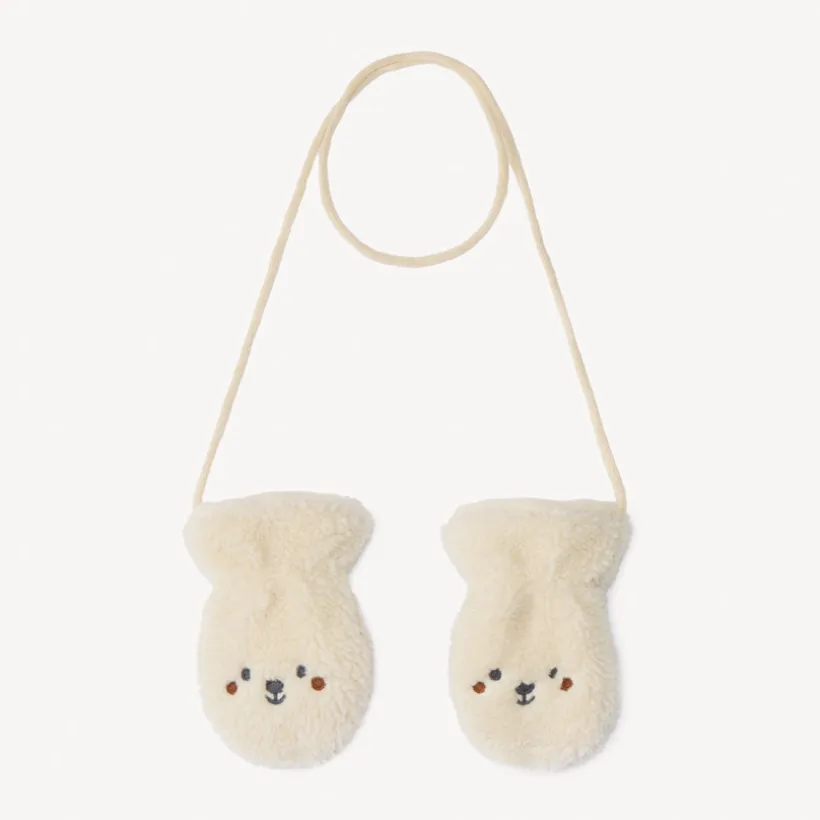 Moufles en sherpa à broderie fantaisie pour bébé