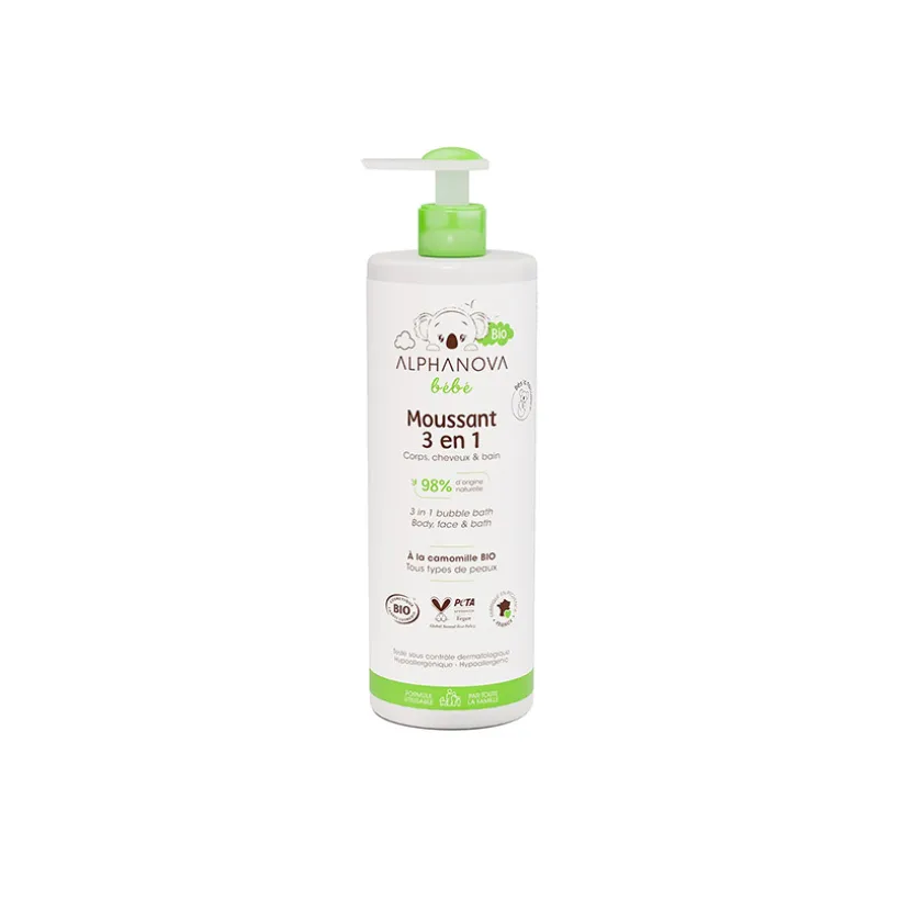 Moussant 3 en 1 Bio pour bébé 400 ml