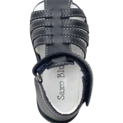 Nu-pieds bleus à brides et lanière à scratch