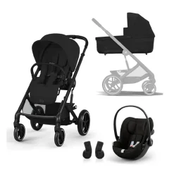 Pack Balios poussette S Lux + nacelle Cot S + siège-auto i-Size cloud G avec connecteurs Moon Black