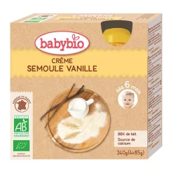 Pack de 4 gourdes bio crème semoule vanille