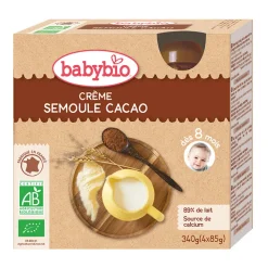 Pack de 4 gourdes bio crème semoule et cacao