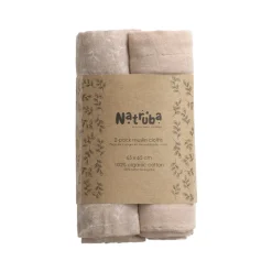Pack de 2 langes en mousseline de coton Bio 65 x 65 cm powder