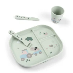 Pack vaisselle premier repas Tiny Farm vert Foodie
