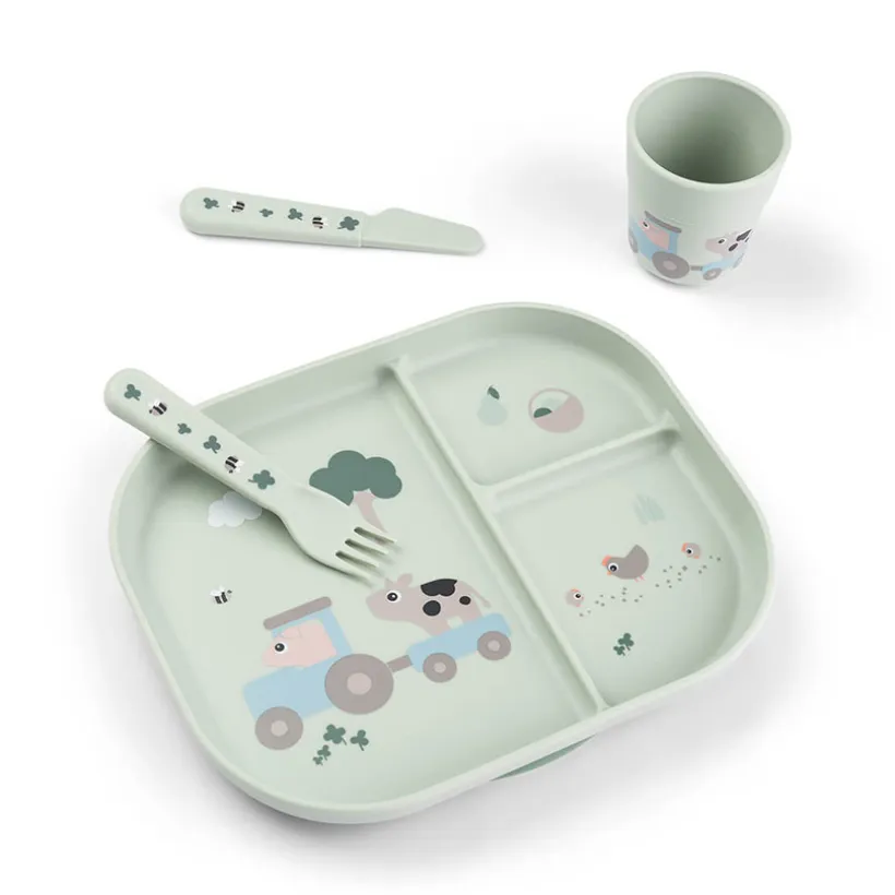 Pack vaisselle premier repas Tiny Farm vert Foodie