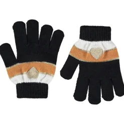 Paire de gants en tricot effet colorblock coeur brodé pour fille