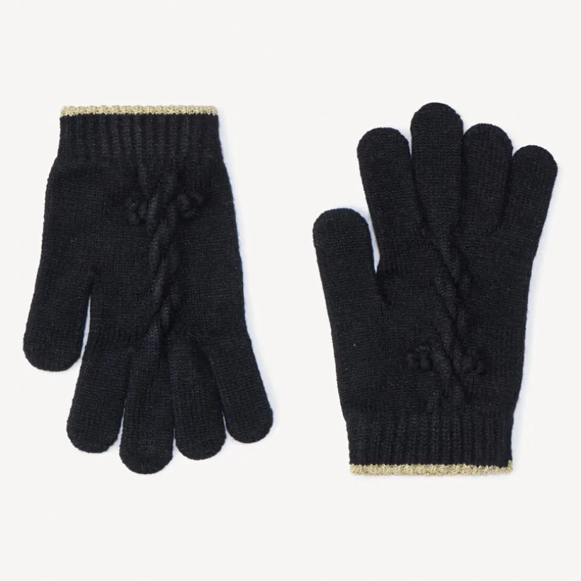 Paire de gants unis en tricot fantaisie pour fille