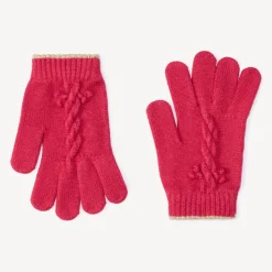 Paire de gants unis en tricot fantaisie pour fille
